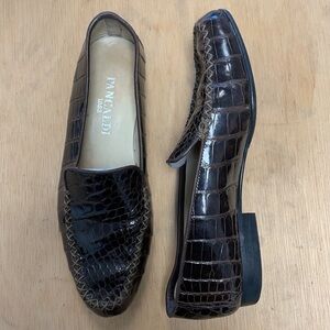 Pancaldi brown leather embossed loafers